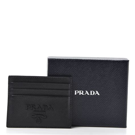 prada monochrome card holder|PRADA Saffiano Shine Monochrome Card Holder Black.